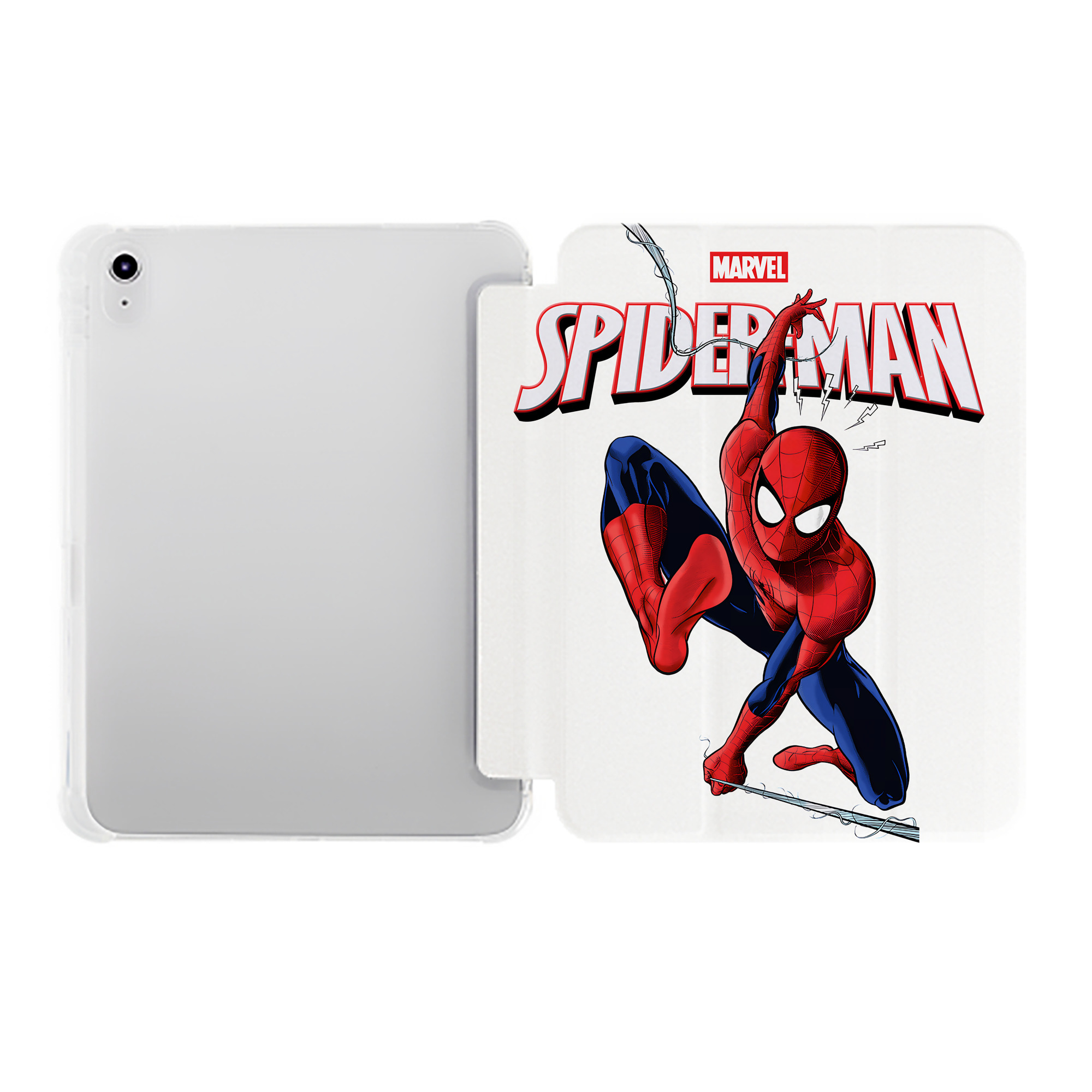 （画像用） Spider Man スパイダーマン IPad ケース ペン収納付き 三つ折りスタンド PUレザー×シリコン 対応機種9.5/10.5/10.9インチ
